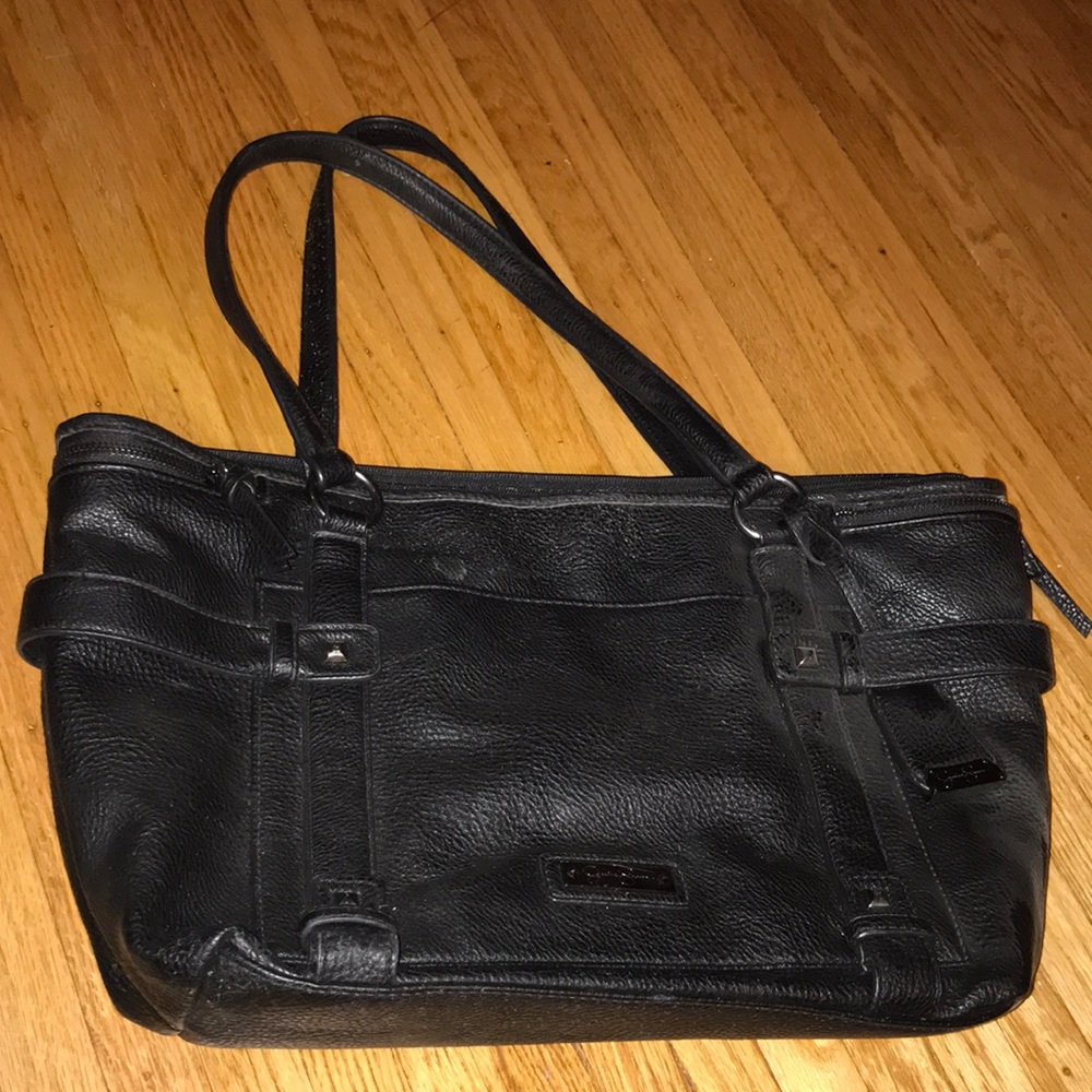 Jessica Simpson black leather tote bag